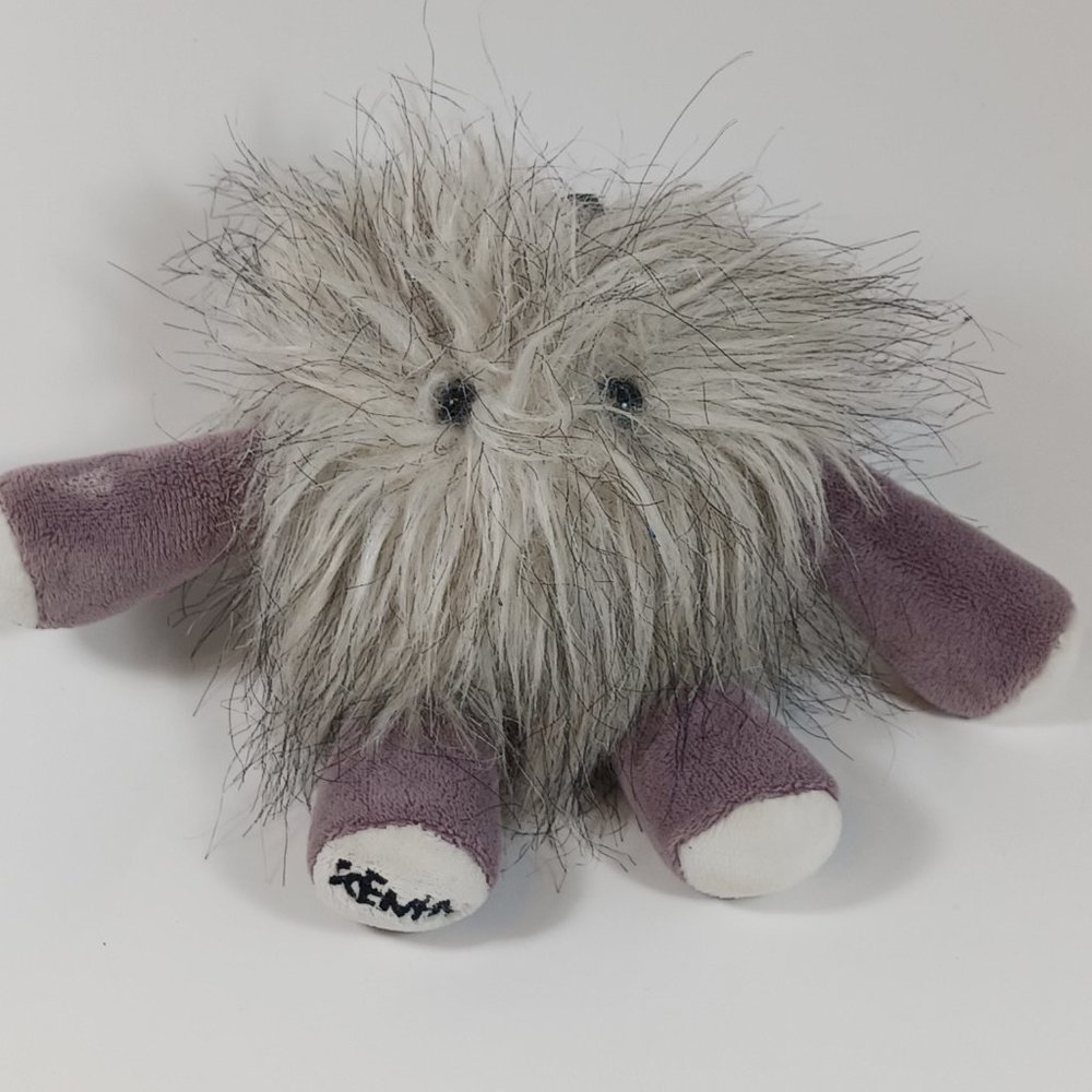 Scentsy Buddy Pep Gray Fuzzy Monster Purple Legs Backpack Clip Gleeful Grape 6"
